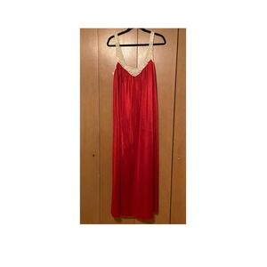 Vintage Another Glance nightgown Red Lace Lingerie Shimmer Small S